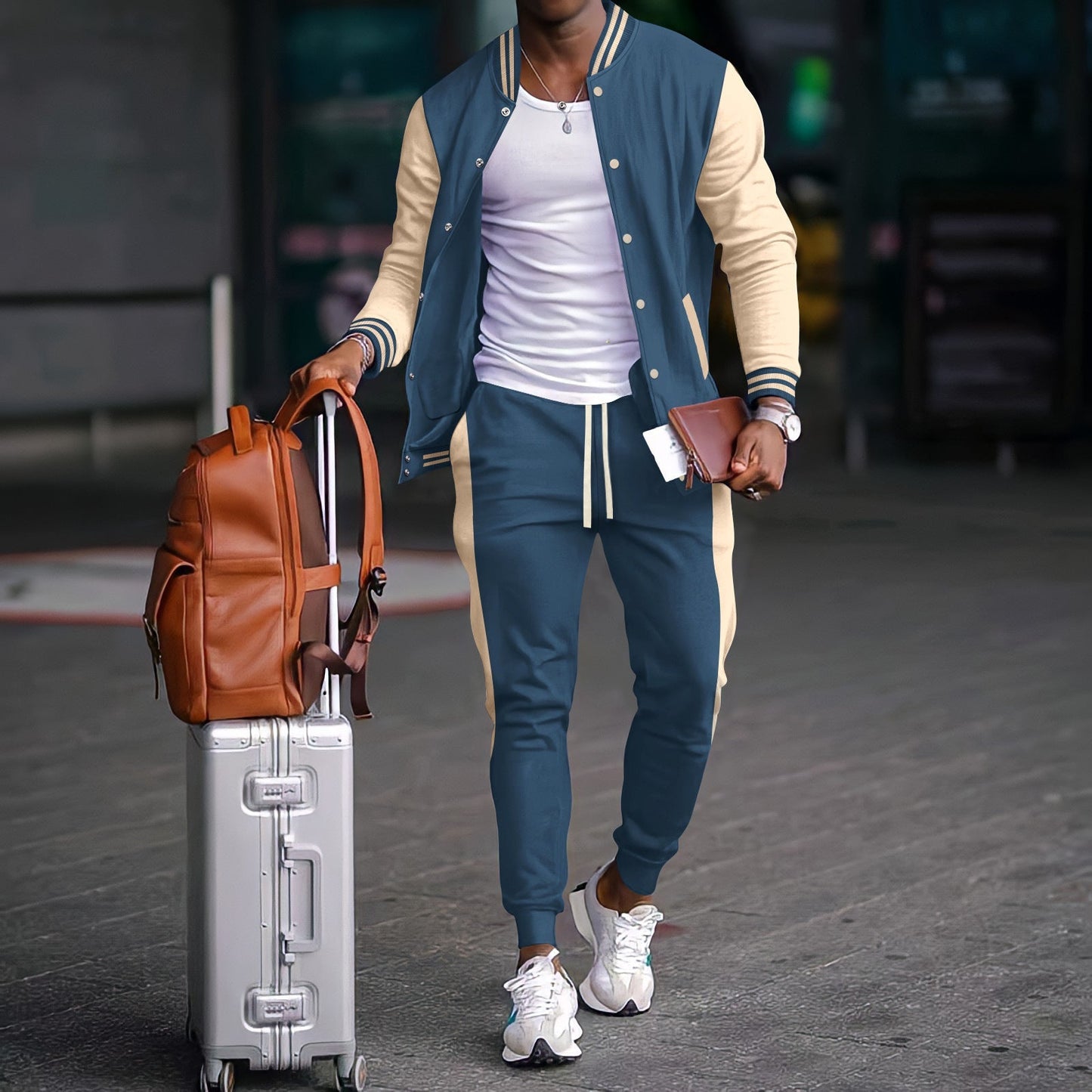 Streetwave Mens Sport Leisure Set Bomber Jacket And Jogging Pants For Active Athletes Comfortable Everyday Wear
