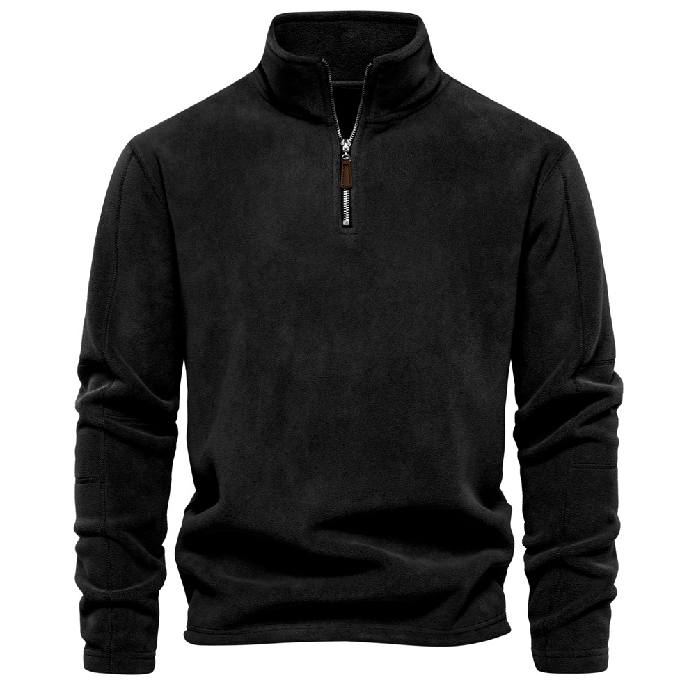 Street-wave Velours Fleece Pullover For Men Warmth With Zip Collar Softshell Comfort