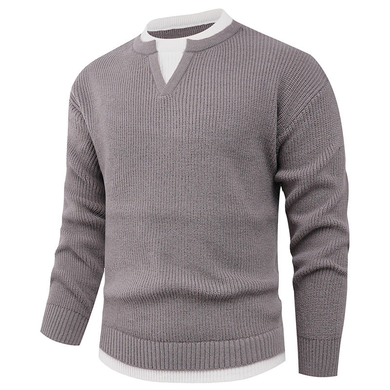 Street-Wave Mens V-Neck Knit Sweater With Premium Fine Texture For Everyday Comfort And Style