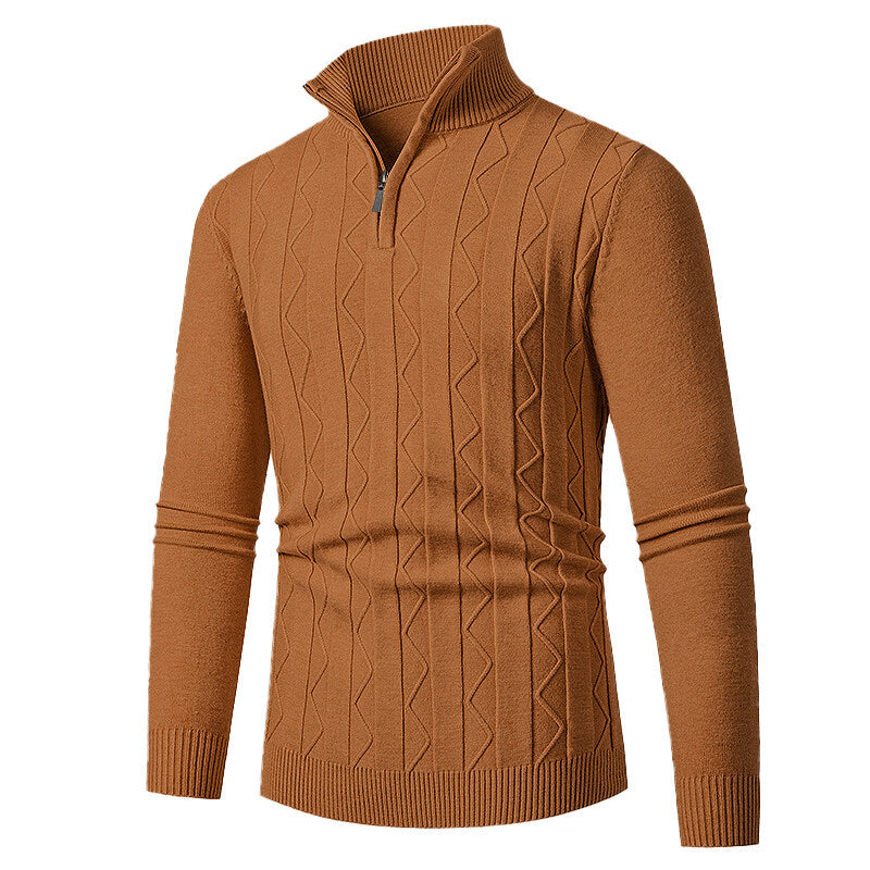 Men's Cable Knit Sweater With Zipper By Street Wave For Modern Casual Wear And Cold Days