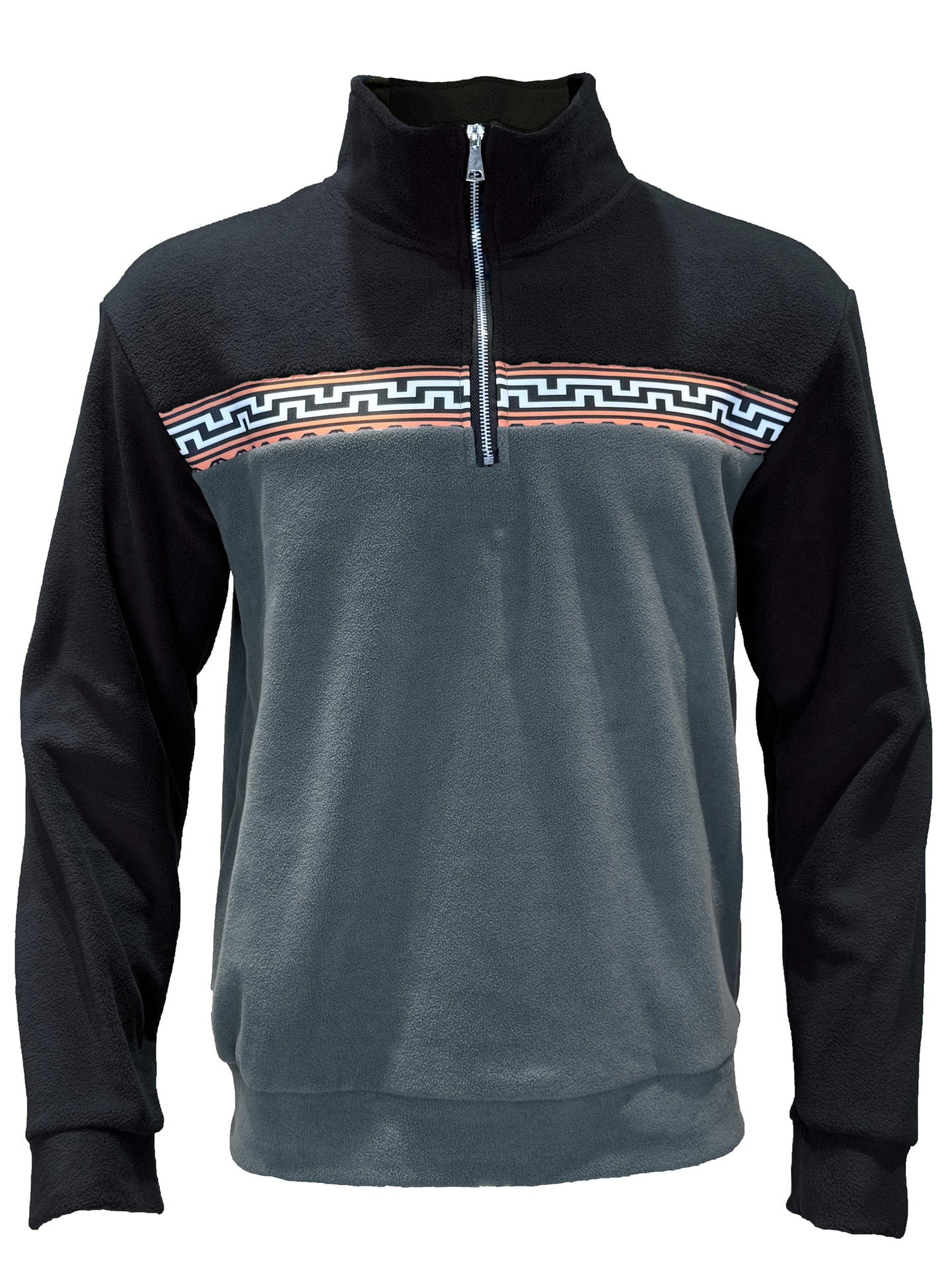 Streetwave Mens Fleece Pullover With Stand Collar And Color Block Pattern Warmth