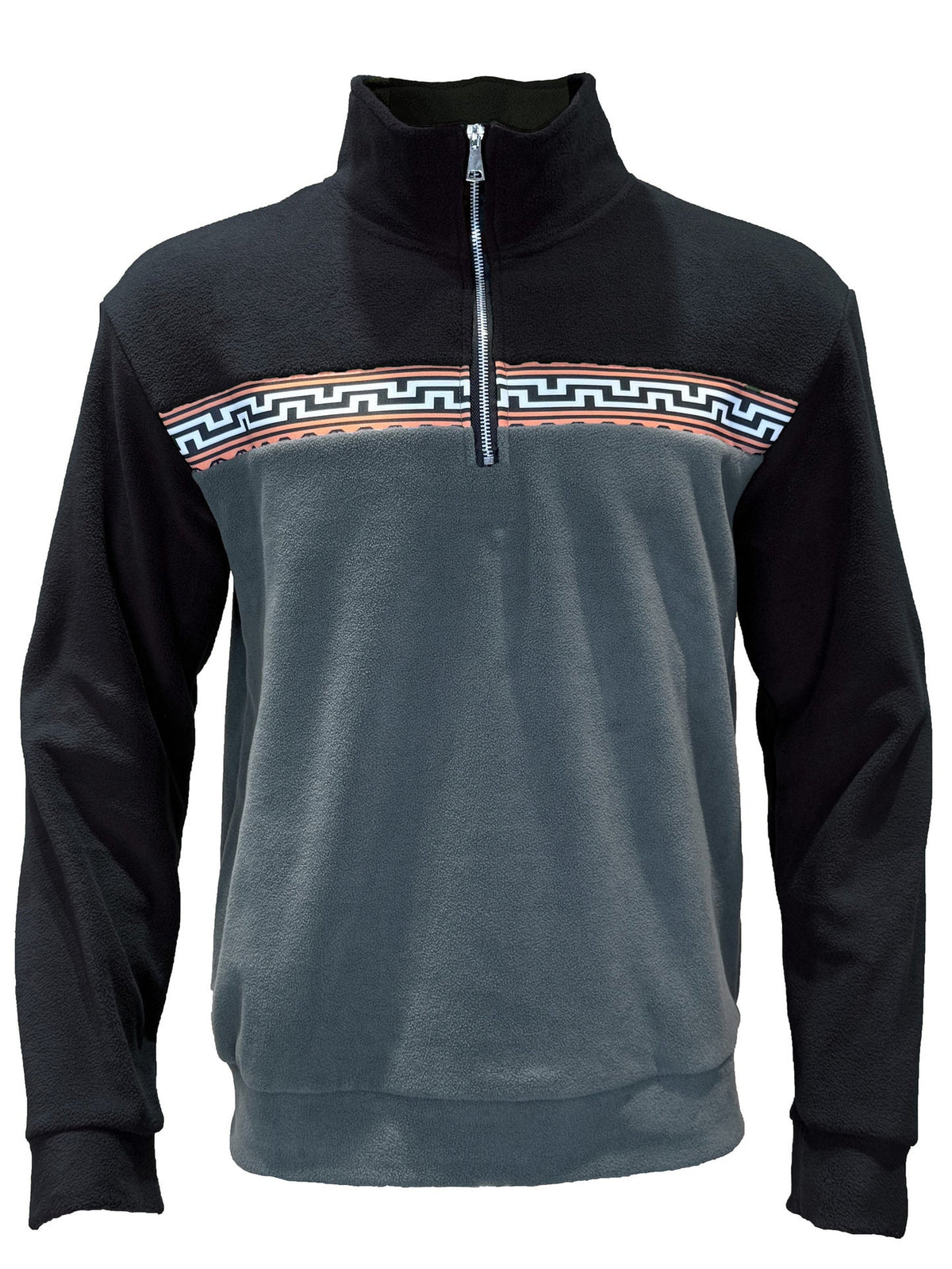 Streetwave Mens Fleece Pullover With Stand Collar And Color Block Pattern Warmth