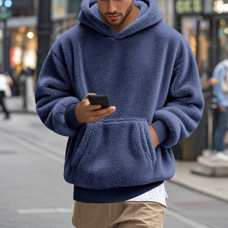 Street-Wave Men's Oversized Fleece Hoodie With Kangaroo Pocket For Cozy Everyday Comfort