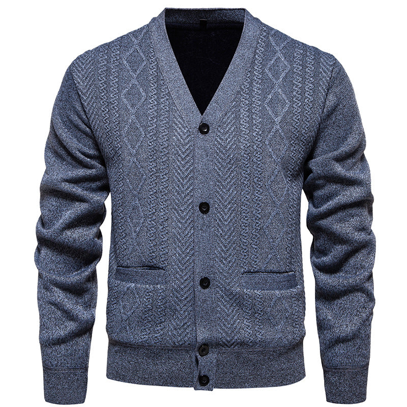 Streetwave Mens Knit Cardigan With Textured Pattern Breathable Cotton Comfort Warmth