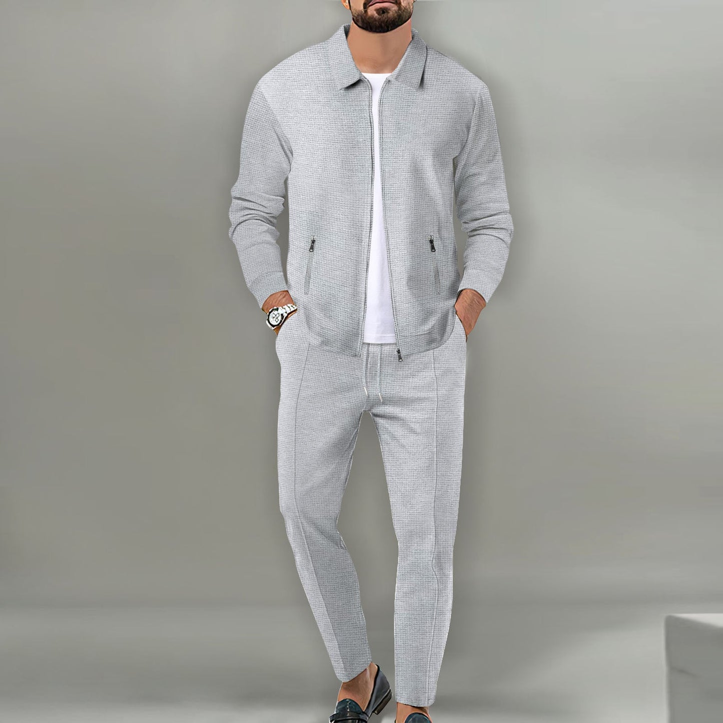 Men's Sport Tracksuit Set Street-wave With Elegant Jacket And Pants For Casual Comfort