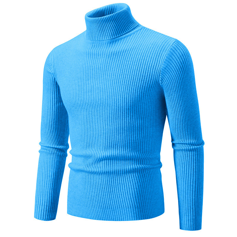 Street-Wave Men's Fine Ribbed Turtleneck Sweater Durable Knit for Warmth on Cool Days