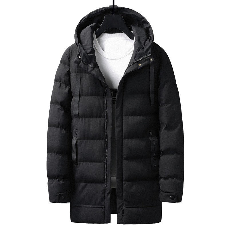 Street Wave Long Puffer Jacket For Men Warm Insulated Urban Hooded Coat For Cold Weather