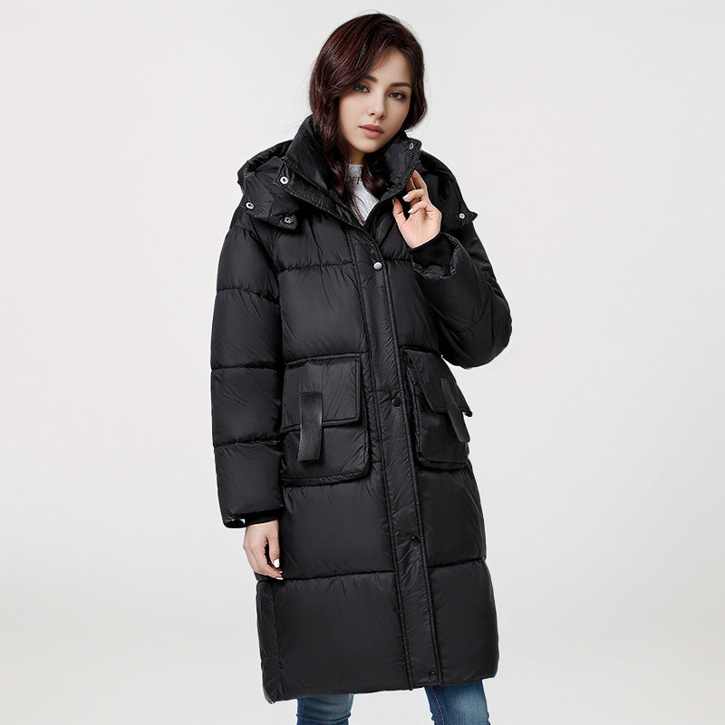 Street-wave Womens Long Puffer Coat With Warm Hood And Practical Pockets Insulated Quilted Parka