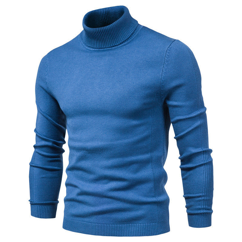 Street-Wave Mens Cashmere Turtleneck Sweater Slim Fit Rib Knit Long Sleeve Warm And Stylish