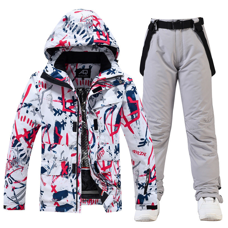 Street-Wave Mens Ski Suit Premium Water-Resistant Two-Piece Hooded Jacket