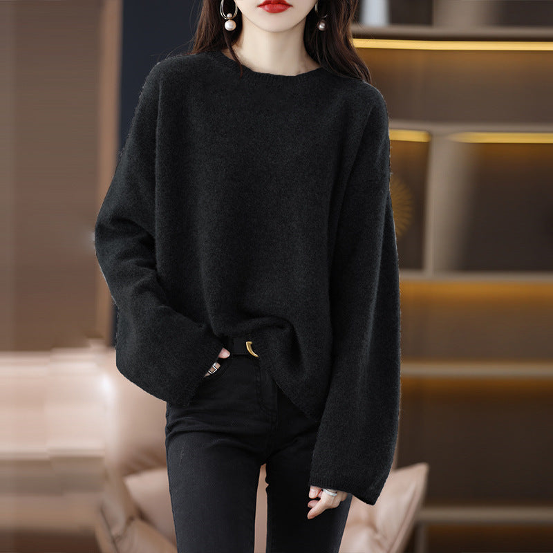 Street-wave Cozy Oversized Knit Sweater for Women With Wide Fit and Long Sleeves