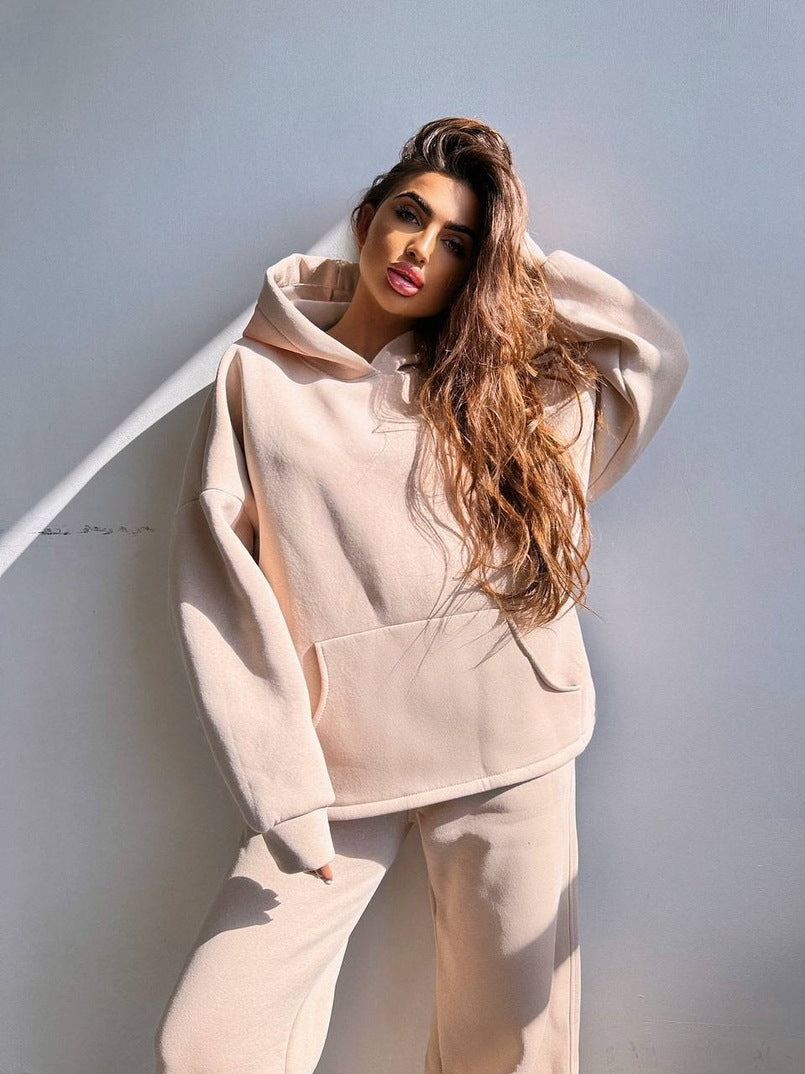 Street-wave Women's Oversized Hoodie And Wide Lounge Pants Set Cozy Comfort Effortless Streetwear