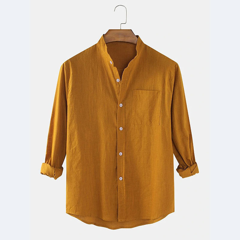 Street Wave Men's Lightweight Linen Long Sleeve Shirt With Breathable Comfort For Casual Summer Wear