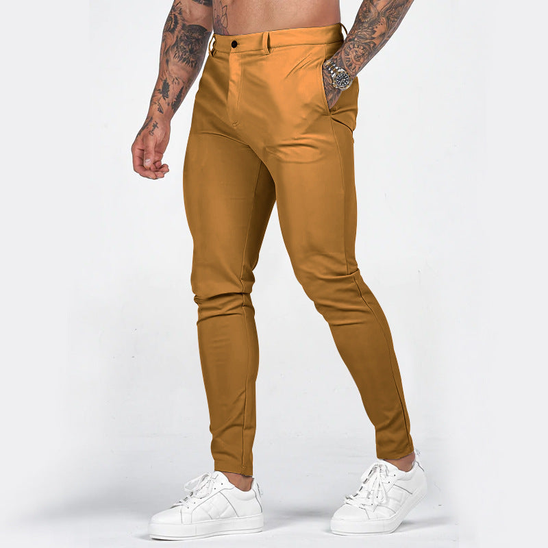 Street-Wave Mens Elegant Slim-Fit Chinos With Elastic Waistband And Handy Pockets