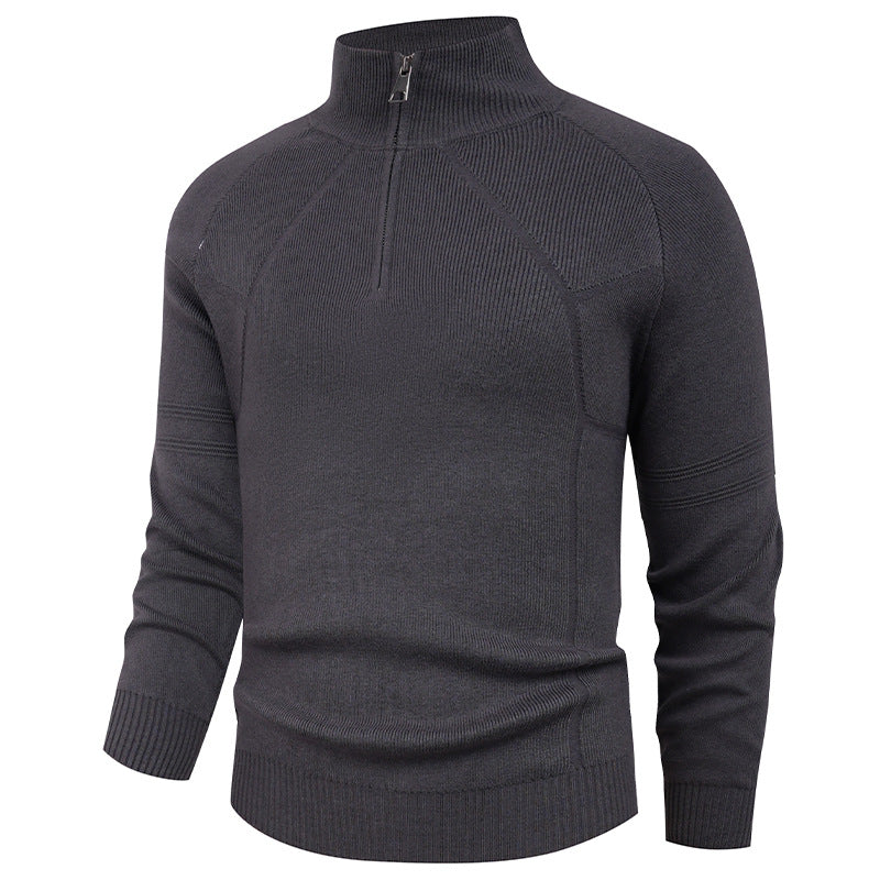 Street-Wave Mens Knit Pullover With Modern Zip And Elegant Textured Structure Everyday Style