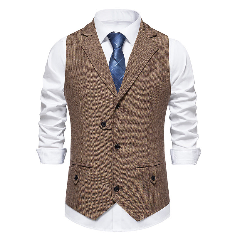 Street Wave Men's Herringbone Waistcoat Timeless Classic Pattern For Style Conscious Professionals