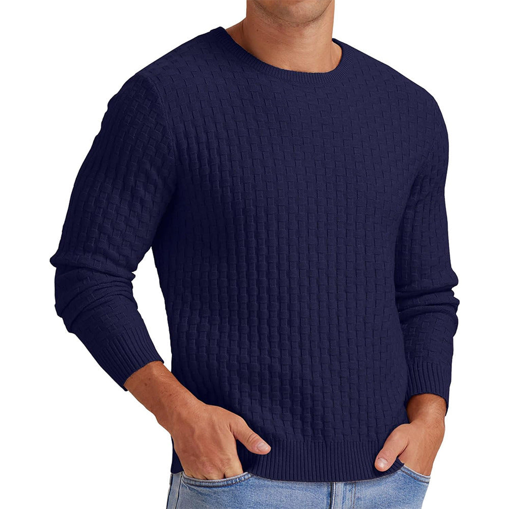 Streetwave Men Textured Crew Neck Sweatshirt Structured Knit For Modern Comfort Everyday