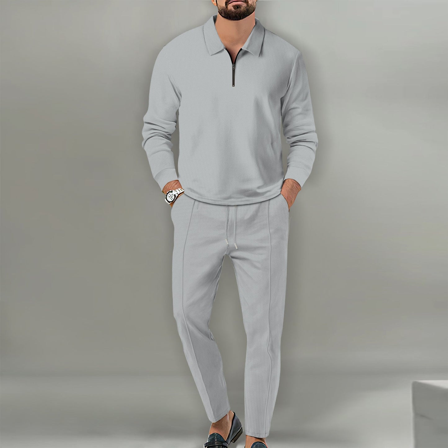 Zip Up Sweater Set For Men Streetwave Slim Fit Pants All Day Comfort Modern Style