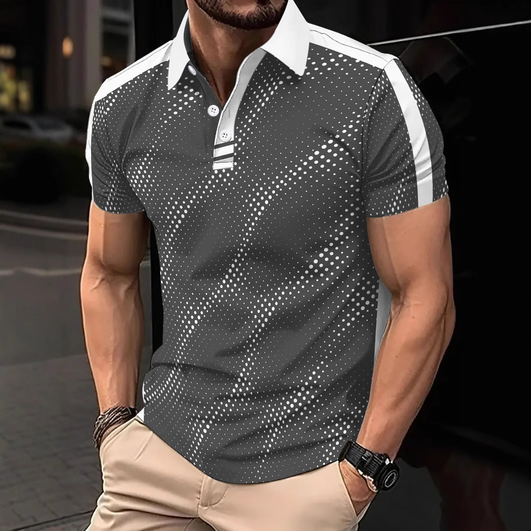 Polo Shirt Street-Wave Mens Slim Fit Breathable Cotton With Graphic Stripes
