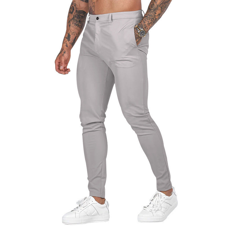Street-Wave Mens Elegant Slim-Fit Chinos With Elastic Waistband And Handy Pockets