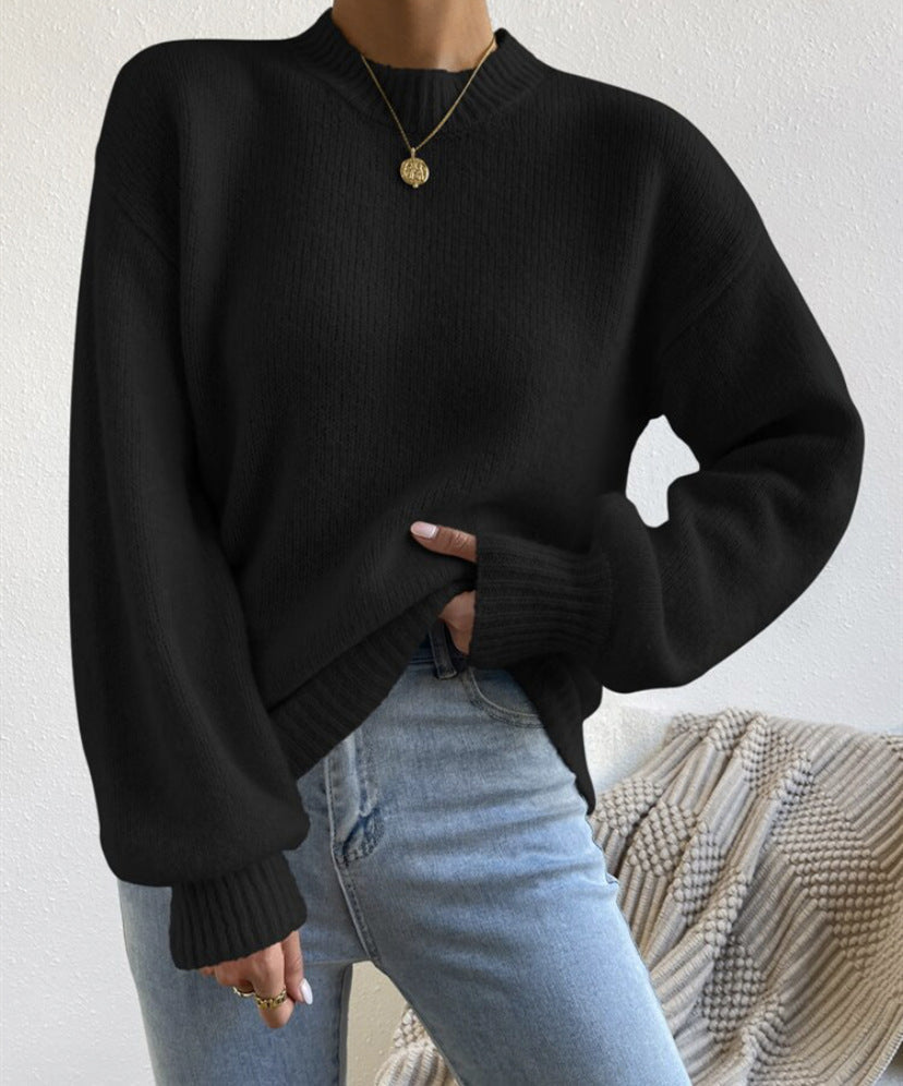Streetwave Women's High Neck Knit Sweater With Structured Texture For Cozy Everyday Chic