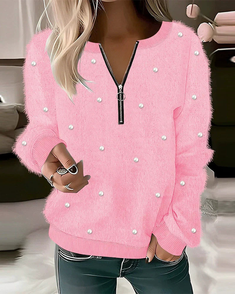 Street-wave Cable Knit Zipper Sweatshirt For Casual Women Cozy Everyday Wear Premium Stylish