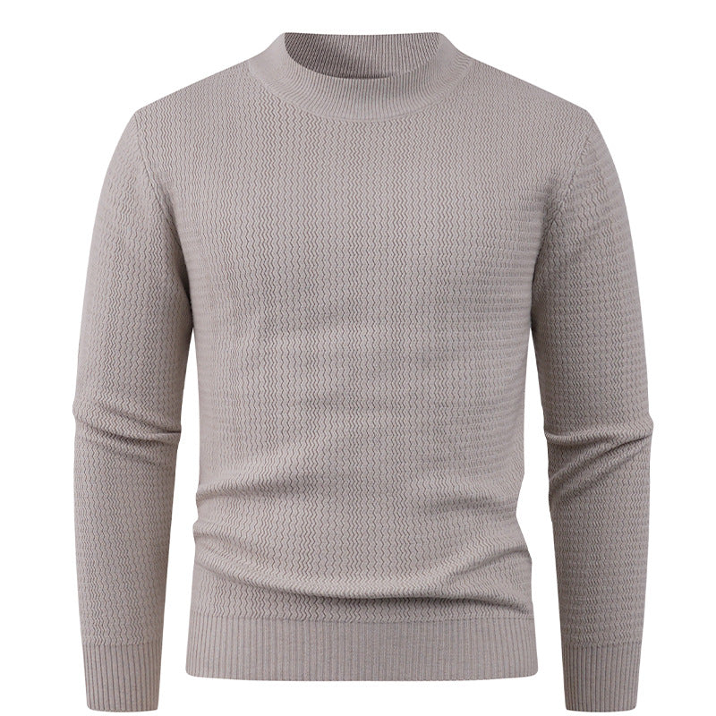 Street-Wave Men's Structured Knit Sweater With High Collar Modern Warmth And Style