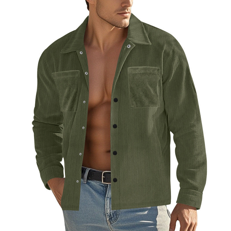 Street Wave Men's Corduroy Shirt With Practical Chest Pockets And Modern Fit For The Modern Man