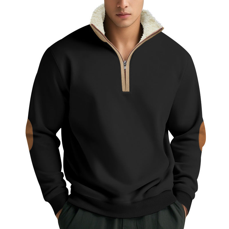 Men's Fleece Pullover Street-Wave With Stand Collar And Contrast Details For Style-Minded Men