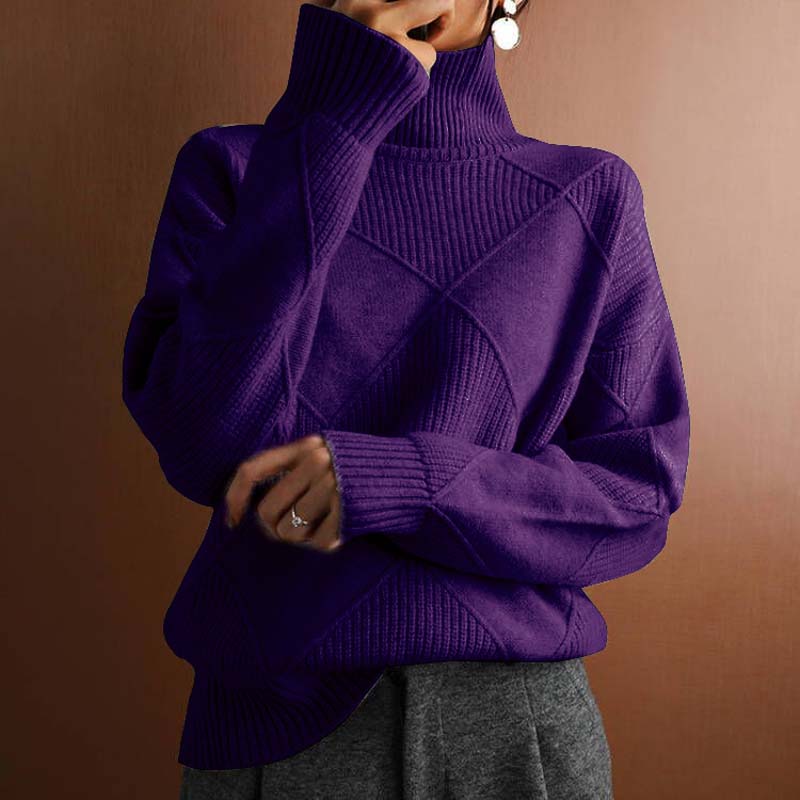 Street-Wave Womens Knit Sweater Lime Green Stand Collar Cozy Cotton Acrylic Pullover