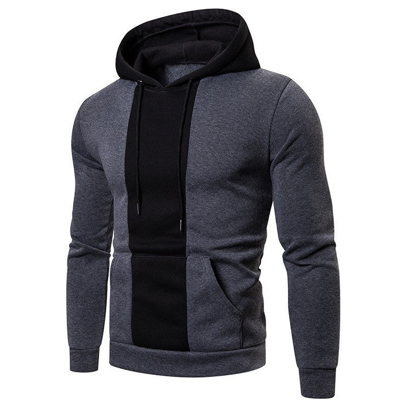 Street-Wave Men's Trendy Color Block Hoodie Sweatshirt Olive Green Black Panel Breathable Cotton Blend