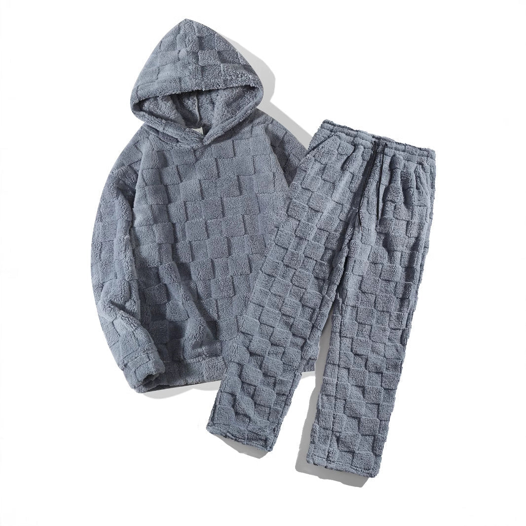 Street-Wave Women Cozy Fleece Hoodie Set With Elastic Waistband For Relaxed Homewear