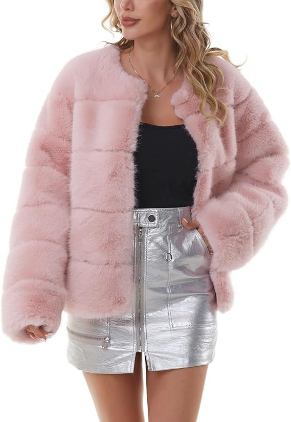 Street-Wave Cozy Faux Fur Jacket With Puff Sleeve Design For Women Luxurious Comfort