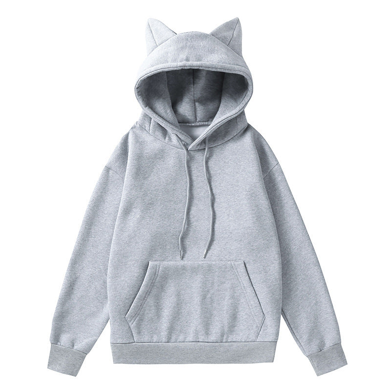 Street-wave Cat Ear Hoodie For Women With Soft Fleece Lining Cozy Warmth And Casual Style