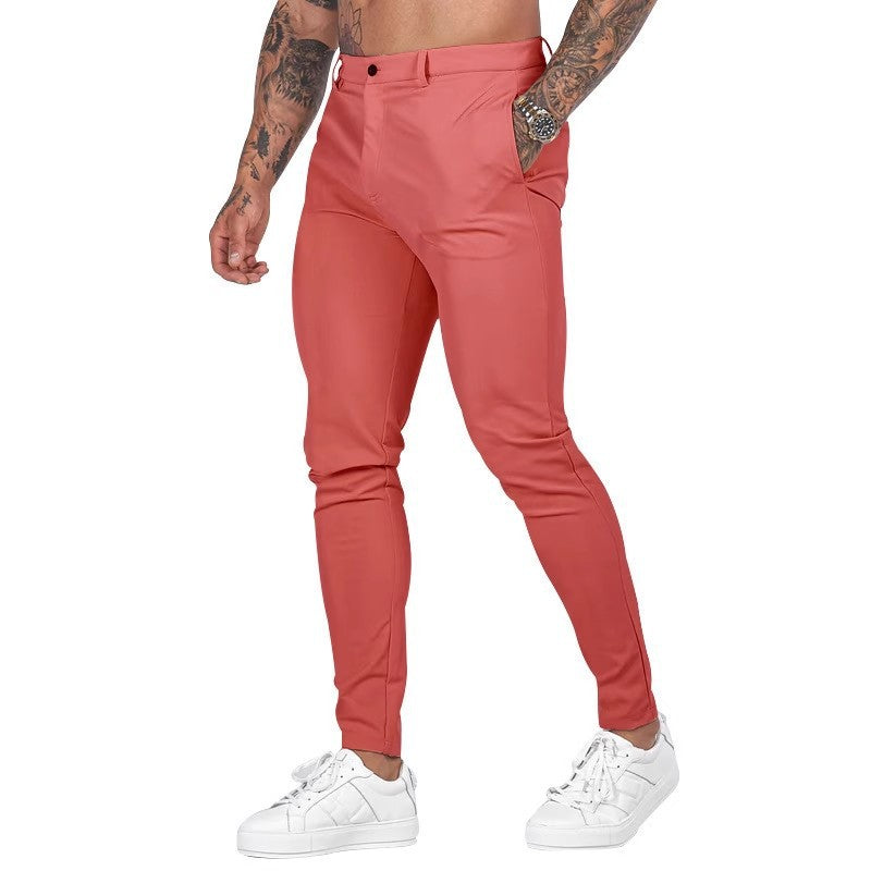 Street-Wave Mens Elegant Slim-Fit Chinos With Elastic Waistband And Handy Pockets