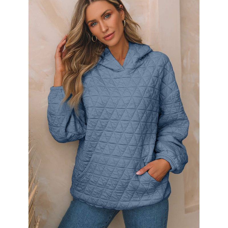 Street-Wave Women's Quilted Hoodie With Pockets Cozy Warm