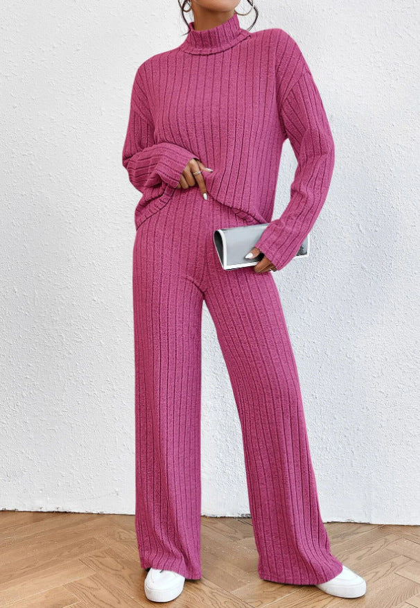 Chunky Knit Two-Piece Set With High Neck By Street-wave For Women Cozy Wide-Fit Comfort