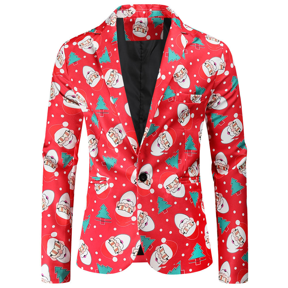 Street Wave Festive Christmas Blazer For Men With Tailored Fit And Bold Holiday Design