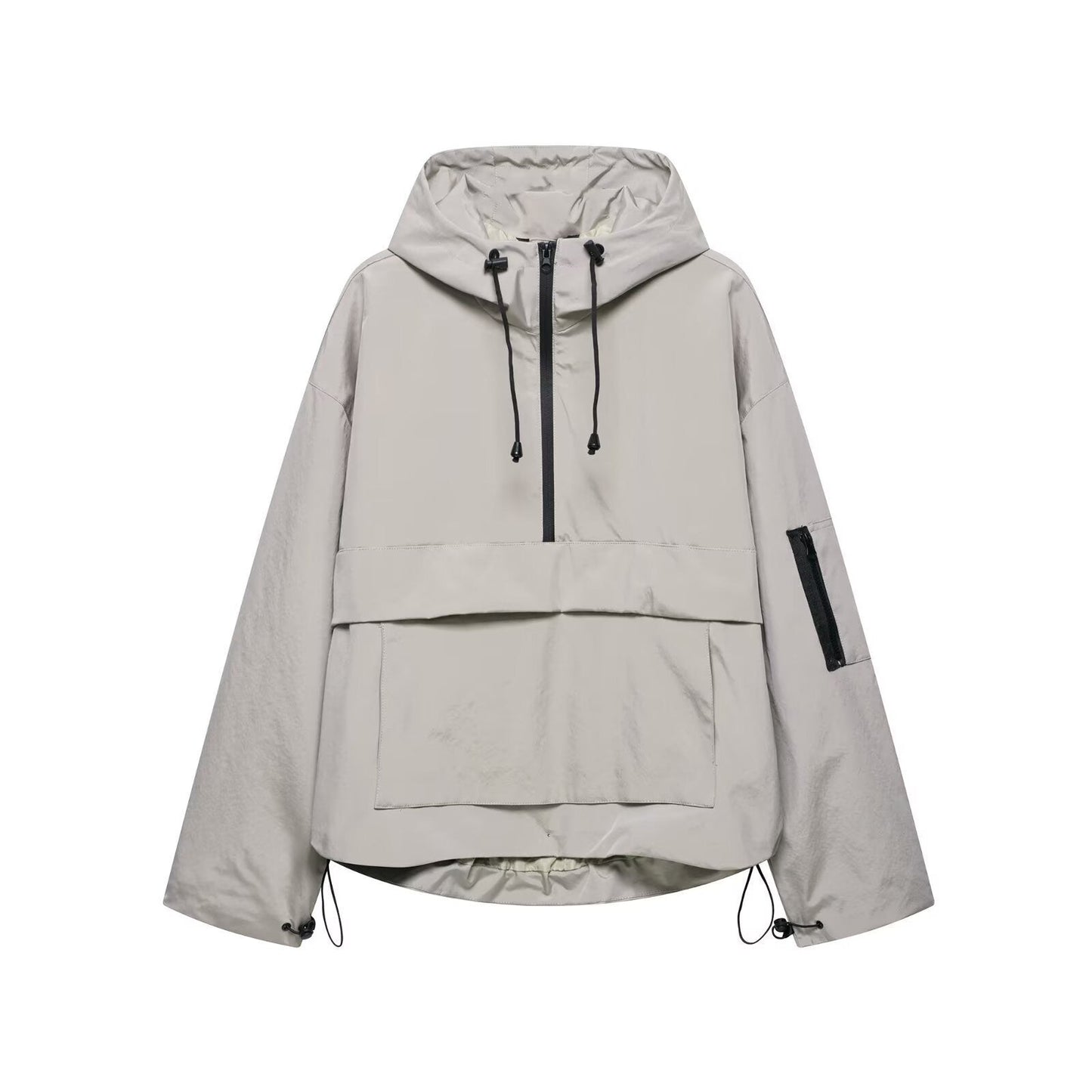 Street Wave Women's Hooded Jacket With Pockets And Adjustable Hem Lightweight Water Repellent