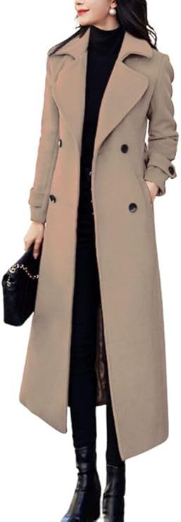 Street Wave Womens Wool Blend Long Coat Elegant Winter Coat For Fashionable Women