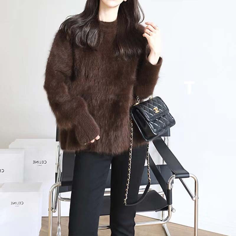 Street Wave Mohair Sweater For Women Luxurious Comfort Fluffy Cozy Knitwear Soft Fluffy Texture