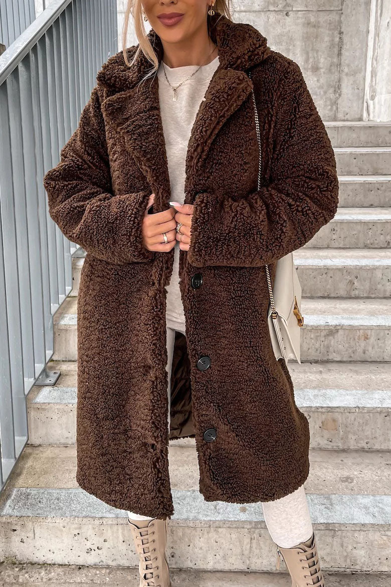 Street Wave Long Teddy Coat For Women Warm Plush Winter Outerwear With Luxe Comfort