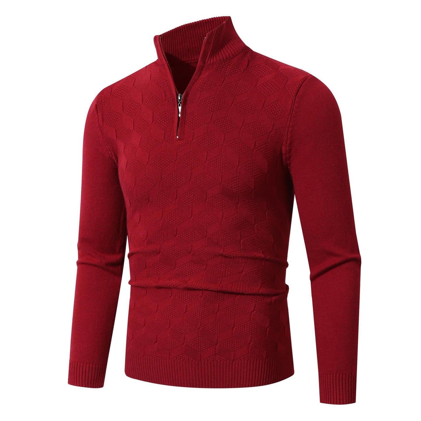 Street-wave Men's Half Zip Knit Pullover With Structured Cable Pattern Casual Comfort