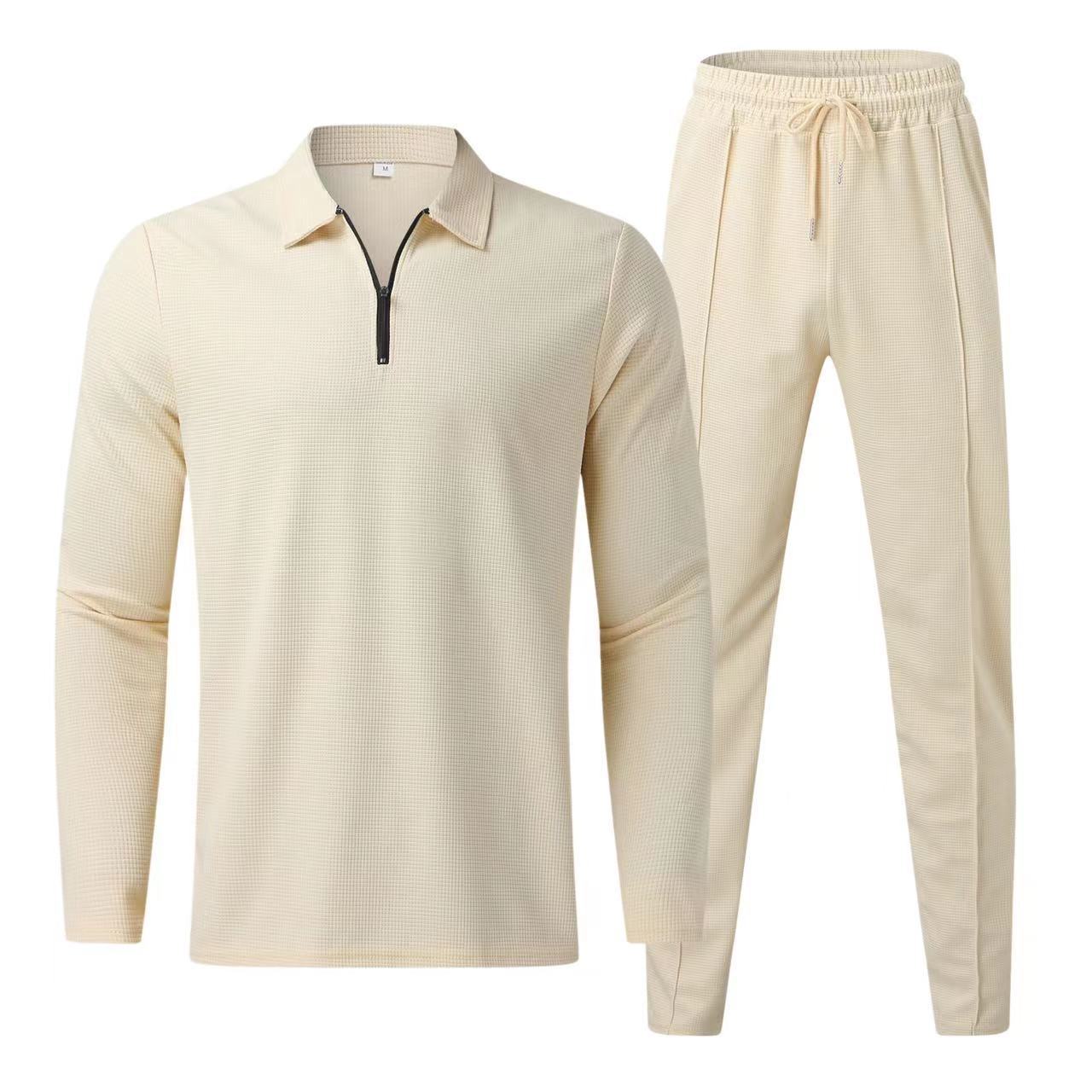 Street Wave Mens Sporty Leisure Set With Polo Collar Zip Top And Joggers Breathable Ultra Comfortable All Day Comfort