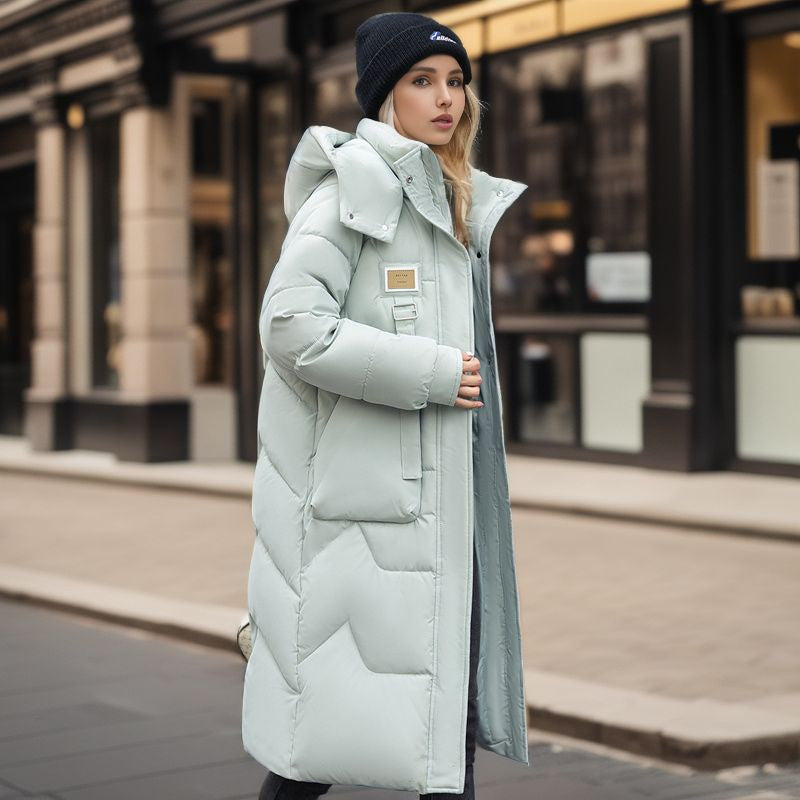 Street-wave Long Puffer Winter Coat for Women With Removable Hood Ultra Warm Insulated City Style