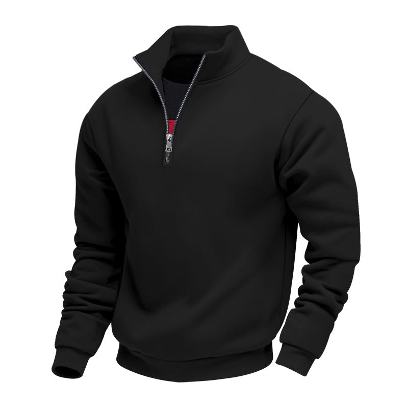 Street Wave Men Lightweight Fleece Pullover With Stand Collar Half Zip Cozy Comfort