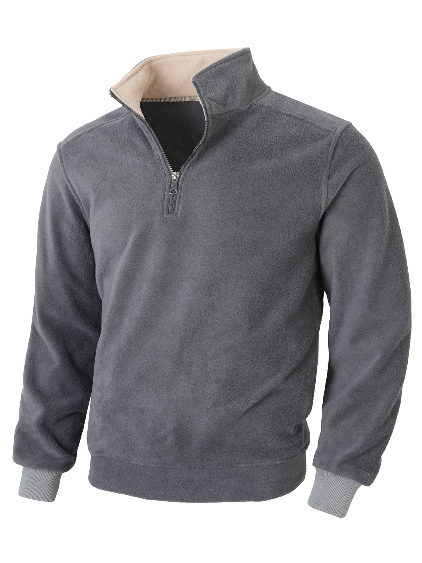 Street-wave Men Fleece Jacket Half Zip Warm Cozy
