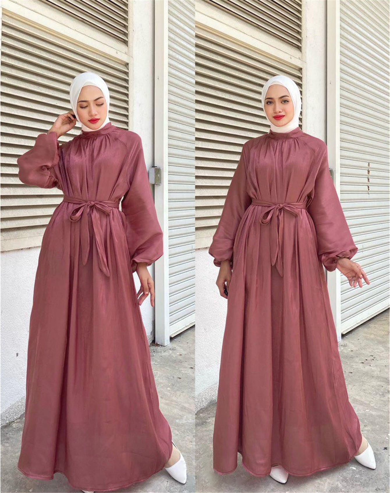 Street Wave Women Elegant Long Sleeve Dress With Waist Belt Flattering Flowing Silhouette