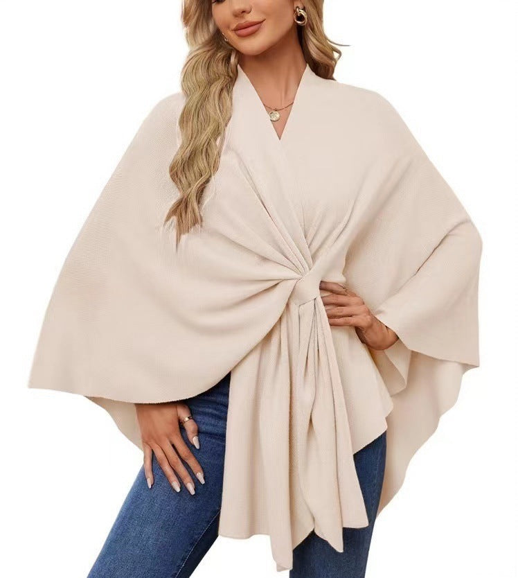 Street Wave Womens Elegant Wrap Sweater with Asymmetric Knot Tie Front For Everyday And Special Occasions