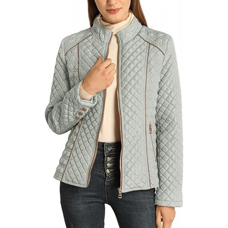 Street-wave Women Quilted Jacket With High Collar Soft Warmth Casual Everyday Outerwear